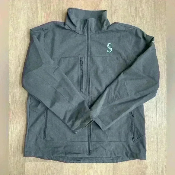 Columbia Mens Ascender Softshell Full Zip Jacket Graphite Seattle Mariners XL - Picture 3 of 14